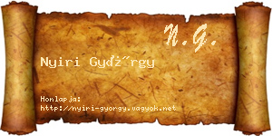 Nyiri György névjegykártya
